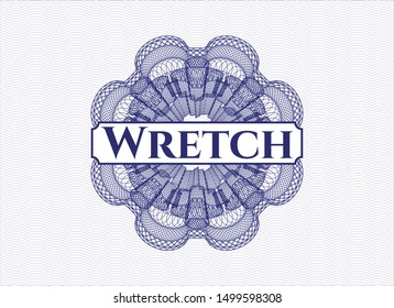 Blue abstract rosette with text Wretch inside