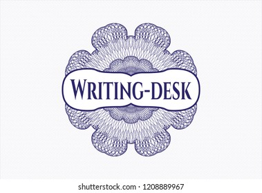 Blue abstract rosette with text Writing-desk inside