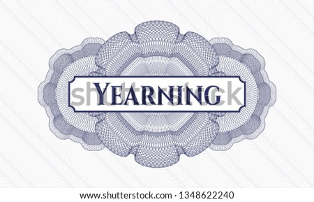 Blue abstract rosette with text Yearning inside