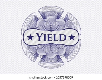     Blue abstract rosette with text Yield inside