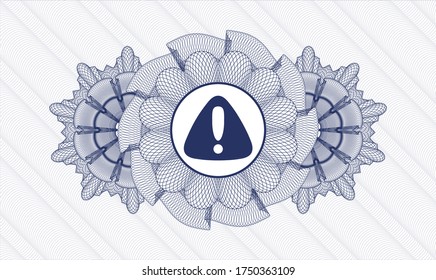 Blue abstract rosette. Vector Illustration. Detailed with warning icon inside