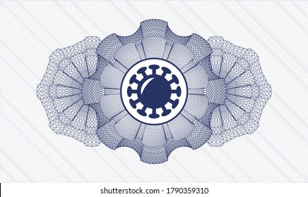 Blue abstract rosette. Vector Illustration. Detailed with coronavirus icon inside