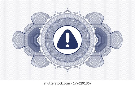 Blue abstract rosette. Vector Illustration. Detailed with warning icon inside