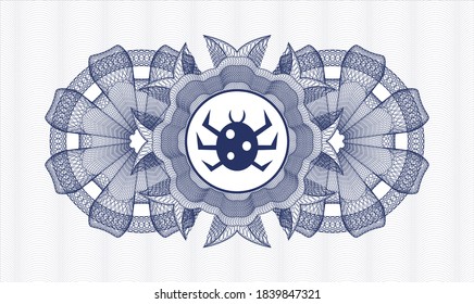Blue abstract rosette. Vector Illustration. Detailed with bug icon inside
