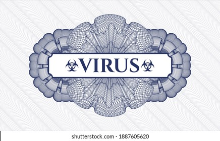 Blue abstract rosette. Vector Illustration. Detailed with text Virus inside