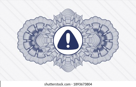 Blue abstract rosette. Vector Illustration. Detailed with warning icon inside