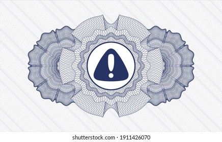 Blue abstract rosette. Vector Illustration. Detailed with warning icon inside