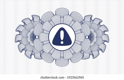 Blue abstract rosette. Vector Illustration. Detailed with warning icon inside