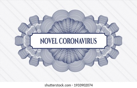Blue abstract rosette. Vector Illustration. Detailed with text Novel Coronavirus inside