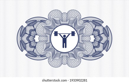 Rosette abstracto azul. Ilustración vectorial. Detallado con el icono de levantamiento de pesas