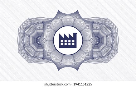 Blue abstract rosette. Vector Illustration. Detailed with factory icon inside