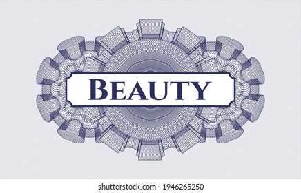 Blue abstract rosette. Vector Illustration. Detailed with text Beauty inside