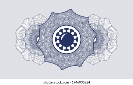 Blue abstract rosette. Vector Illustration. Detailed with coronavirus icon inside
