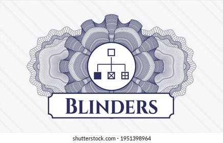 Blue abstract rosette. Vector Illustration. Detailed with flowchart icon and Blinders text inside