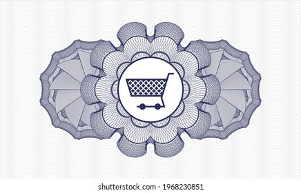 Blue abstract rosette. Vector Illustration. Detailed with shopping cart icon inside