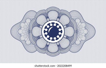 Blue abstract rosette. Vector Illustration. Detailed with coronavirus icon inside
