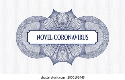 Blue abstract rosette. Vector Illustration. Detailed with text Novel Coronavirus inside