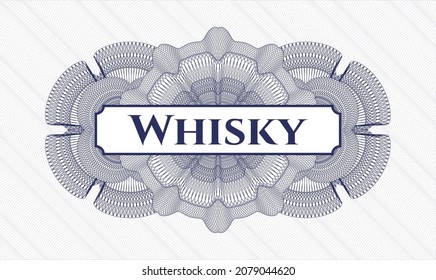 Blue abstract rosette. Vector Illustration. Detailed with text Whisky inside