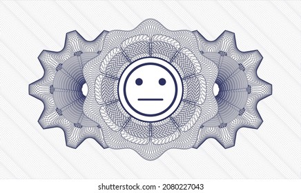 Blue abstract rosette. Vector Illustration. Detailed with serious face icon inside