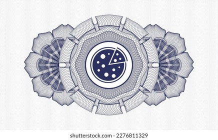 Blue abstract rosette. Vector Illustration. Detailed with pizza icon inside