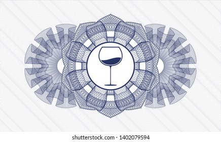 Blue abstract rosette with wine cup icon inside