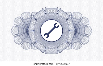 Blue abstract rosette with wrench icon inside