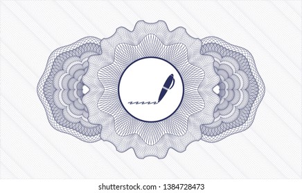 Blue abstract rosette with writer icon inside