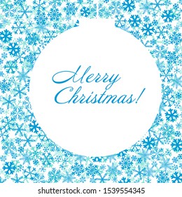 A Blue abstract round frame of a snowflake. Vector illustration