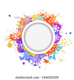 A Blue abstract round frame of a snowflake. Vector illustration