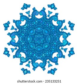 Blaues abstraktes Rundmuster, Design des Kreissornaments, Vektorisoliert