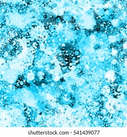 Blue abstract seamless background texture with blots and stains.