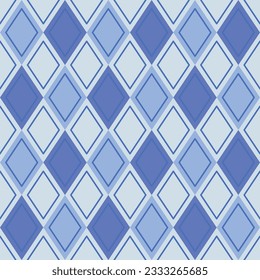 Blue abstract seamless geometric diamonds vector patterns. Rhombus pattern for your design.