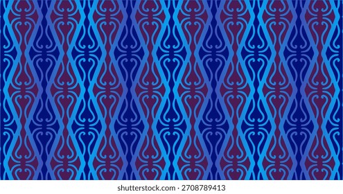 Padrão sem costura abstrato azul com formas curvas fluindo criando um plano de fundo decorativo dinâmico.