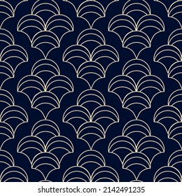 Blue abstract seamless pattern. Geometric nautical and botanical shape. Minimal wallpaper design. Editable stroke. Vector stock illustration