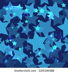blue abstract seamless pattern with stars