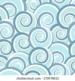 Blue abstract seamless pattern with swirls