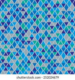 Blue abstract  seamless pattern with triangles. Vector illustration.