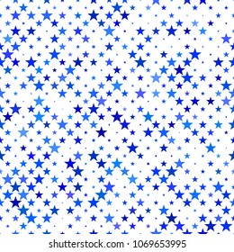Blue abstract seamless pentagram star pattern background - vector design