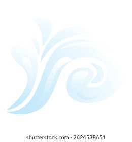 Blue abstract shape forming a decorative swirl design, isolated on a white background