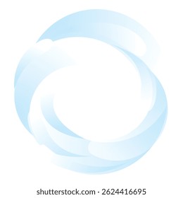 Blue abstract shape is swirling, creating a sense of motion and energy