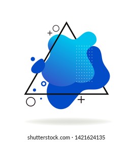 Blue abstract shapes flowing in triangle. Dynamical colored forms and line. Gradient banners with flowing liquid shapes. Template for the design of logo, flyer or presentation. Vector illustration
