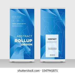 Blue Abstract Shapes Modern Exhibition Advertising Trend Business Roll Up Banner Stand Poster Brochure flat design template creative concept. Blue Roll Up EPS. Presentation
