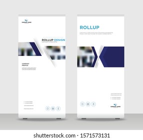 Blue Abstract Shapes Modern Exhibition Advertising Trend Business Roll Up Banner Stand Poster Brochure flat design template creative concept. Blue Roll Up EPS. Presentation