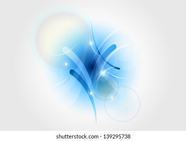 blue abstract shapes on the light background