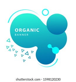 Blue abstract shapes with triangles. Fluid forms, wavy flux lines, dynamical element. Template for brochures, logos, banners. Vector illustration