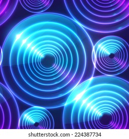 Blue abstract shining circles vector background