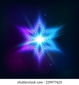 Blue abstract shining cosmic vector star snowflake