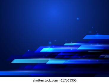 Blue abstract shiny hi-tech motion geometric shape technology concept background