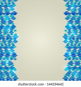 Blue Abstract Shiny Wavy Lines Background. Vector Card