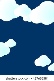 Blue abstract sky and white fluffy clouds, vector illustration